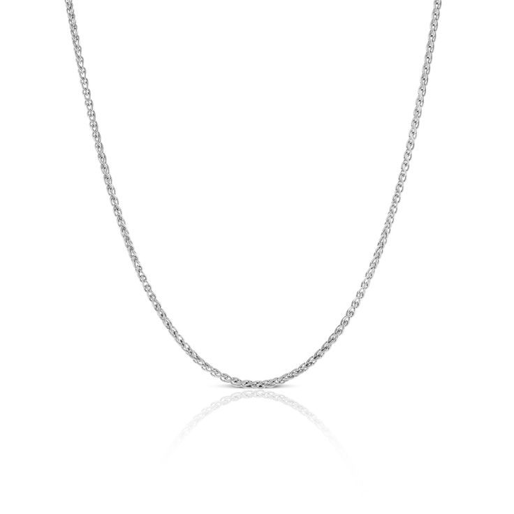 Delicate wheat chain, 1.65mm wide, in sterling silver. The perfect pairing for your favorite pendant. Minimalist Silver Jewelry With Wheat Chain, Minimalist Silver Wheat Chain Necklace, Classic Sterling Silver Necklace With Rolo Chain, Sterling Silver Wheat Chain Link Necklace, Silver Jewelry With Oval Link Wheat Chain, Classic Sterling Silver Wheat Chain Necklace, Minimalist Wheat Chain Necklace For Gift, Sterling Silver Wheat Chain Necklace, Silver Sterling Wheat Chain Necklace