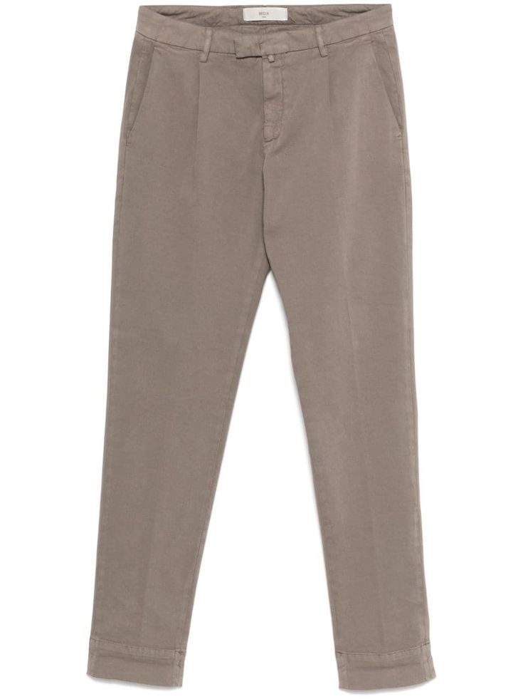 desert rat brown stretch-cotton concealed fly and button fastening belt loops two side inset pockets pleat detailing two rear jetted pockets slim cut turn-up hem Slim Fit Chinos, Cotton Chinos, Chino Trousers, Balenciaga Triple S, Dress Watch, Pleated Pants, Short Suit, Sweaters Knitwear, Tailored Trousers