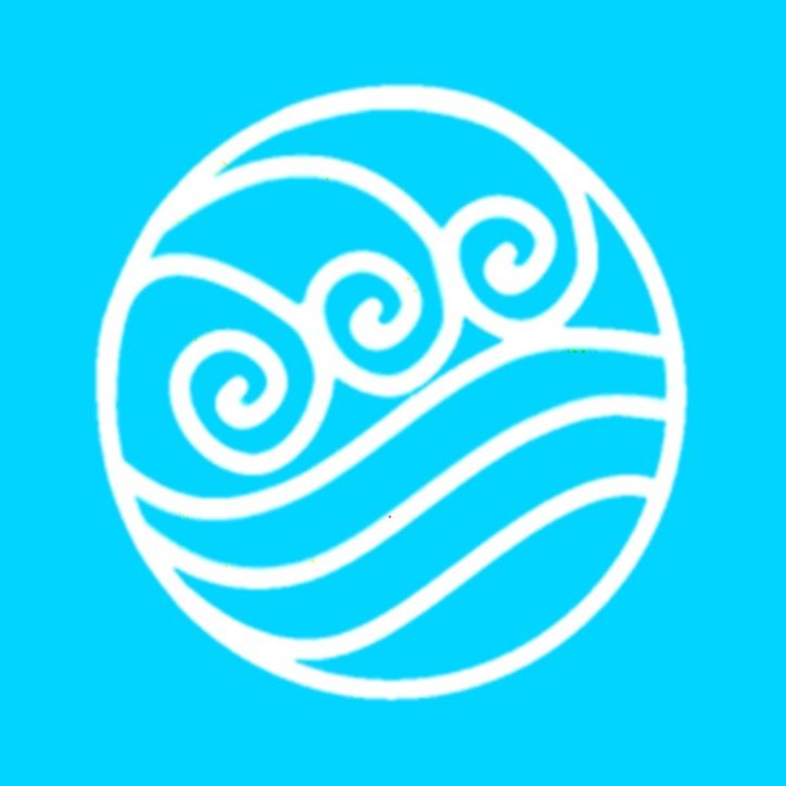 the ocean logo on a blue background