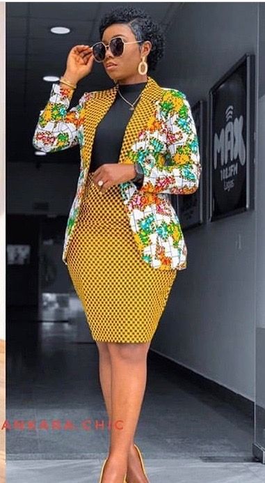 Ankara Jackets, Beautiful Ankara Styles, Below The Knee Dresses, Ankara Dress Styles, Ghanaian Fashion, Ankara Skirt, Gaun Fashion, Office Wear Women, Wear To Work Dress