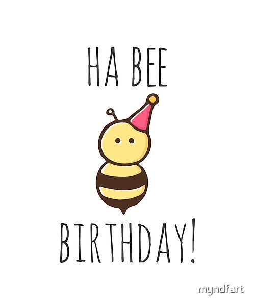 a happy birthday card with a bee wearing a party hat