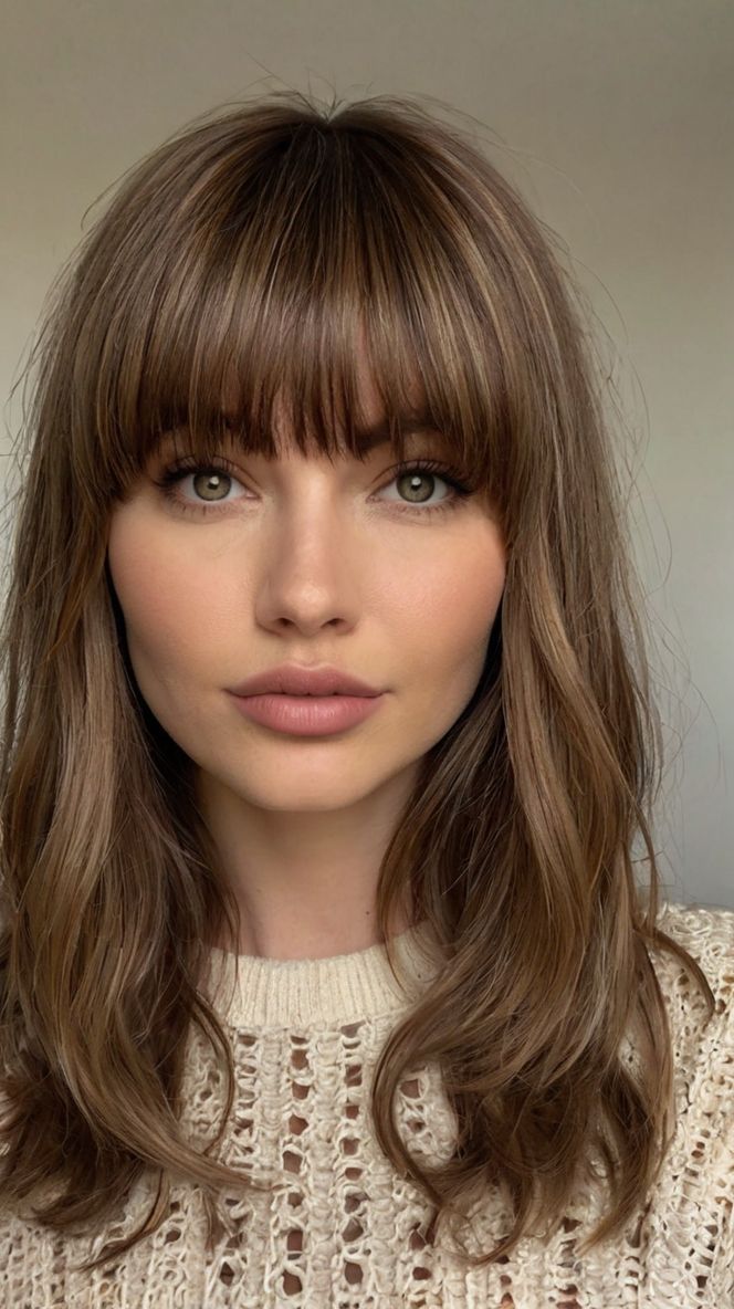 Rock Your Look with Bob Haircut With Bangs Medium-Length Hairstyles with Bangs 👸 Vintage Bangs, Medium Length Hairstyle, Straight Across Bangs, Chestnut Hair, Hair And Makeup Tips, Holiday Hair, Bob Haircut With Bangs, Hair Advice, Stylish Haircuts