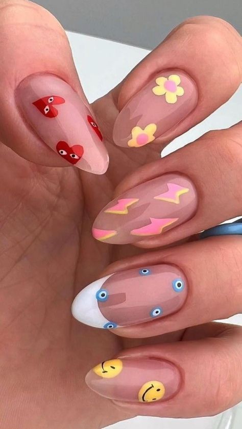 Funky Nail Art, Nail Art For Beginners, Colorful Nails, Summery Nails, Short Acrylic Nails Designs, Orange Nails, Fire Nails, Funky Nails, Dope Nails