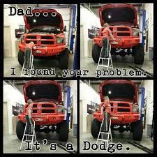 four pictures of a man working on the hood of a red truck with words above it that say, i found your problem