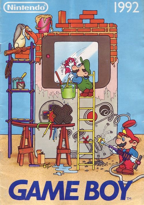 an old nintendo game boy advertisement with mario and luigi