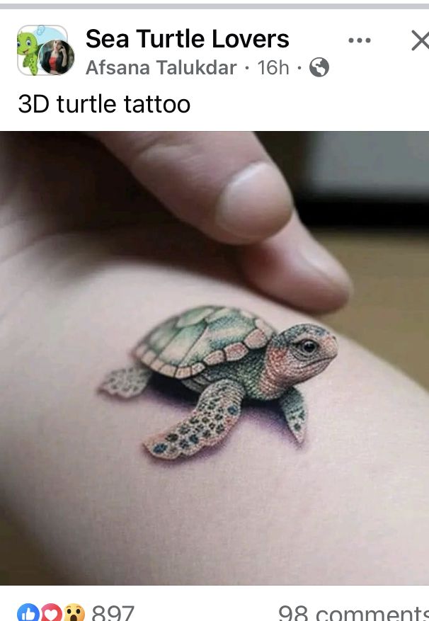 a small turtle tattoo on the back of a woman's thigh