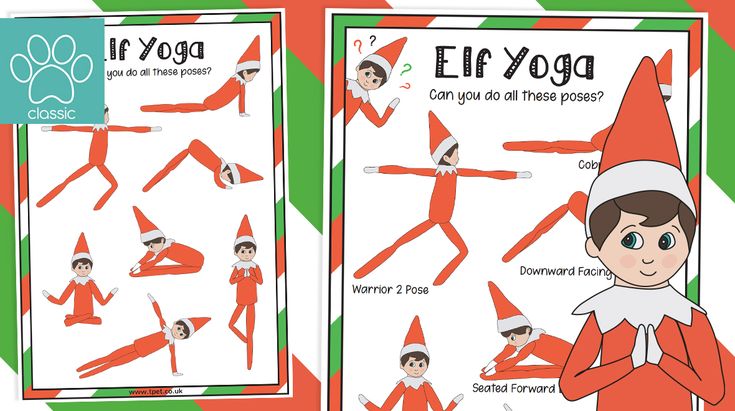 an elf is doing yoga on the front and back of a book with instructions for how to do it