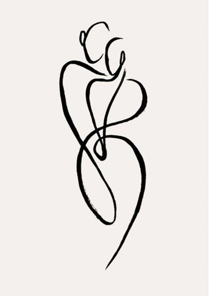 a black and white drawing of a woman's body in the shape of a heart