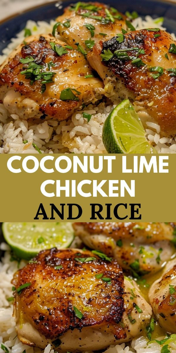 coconut lime chicken and rice on a plate