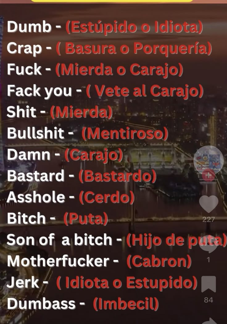 the spanish language is displayed in this screenshote image, with other words on it