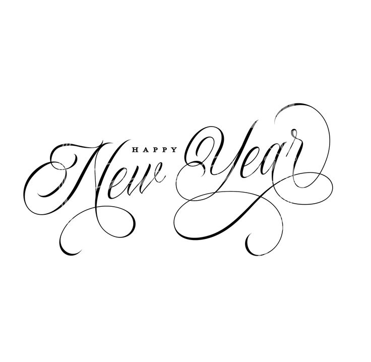 the word happy new year written in cursive writing