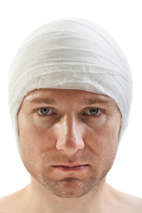 a man with a bandage on his head