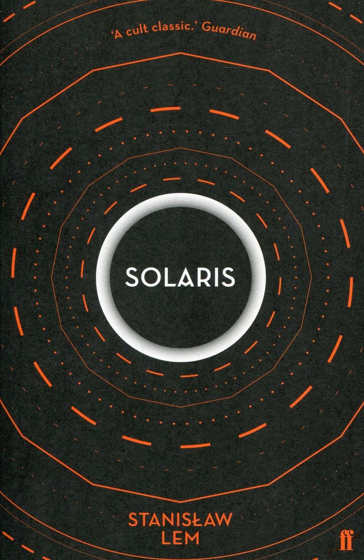 the cover of solaris by stanis law lem, with an orange and black background