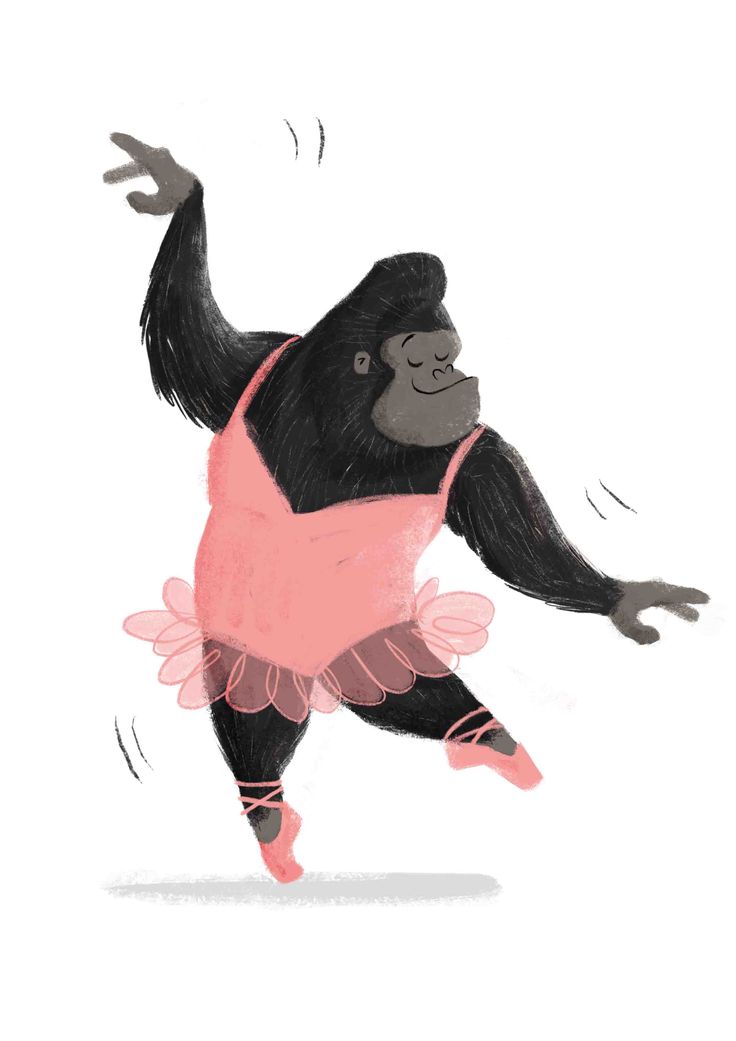 a drawing of a monkey in a pink dress