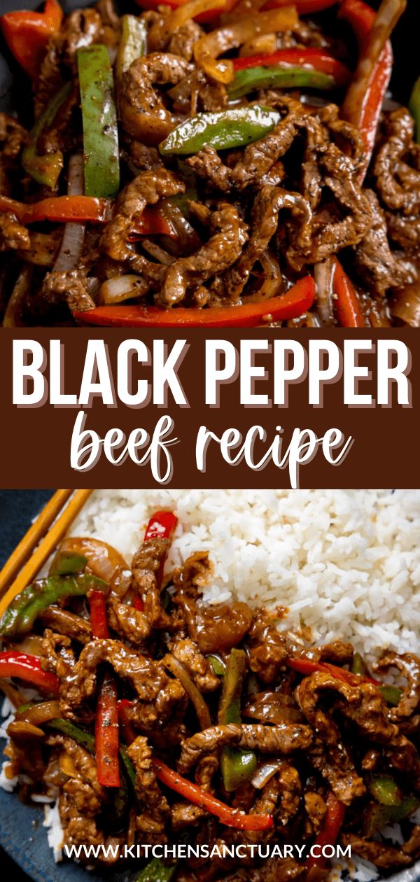 black pepper beef recipe with rice and peppers