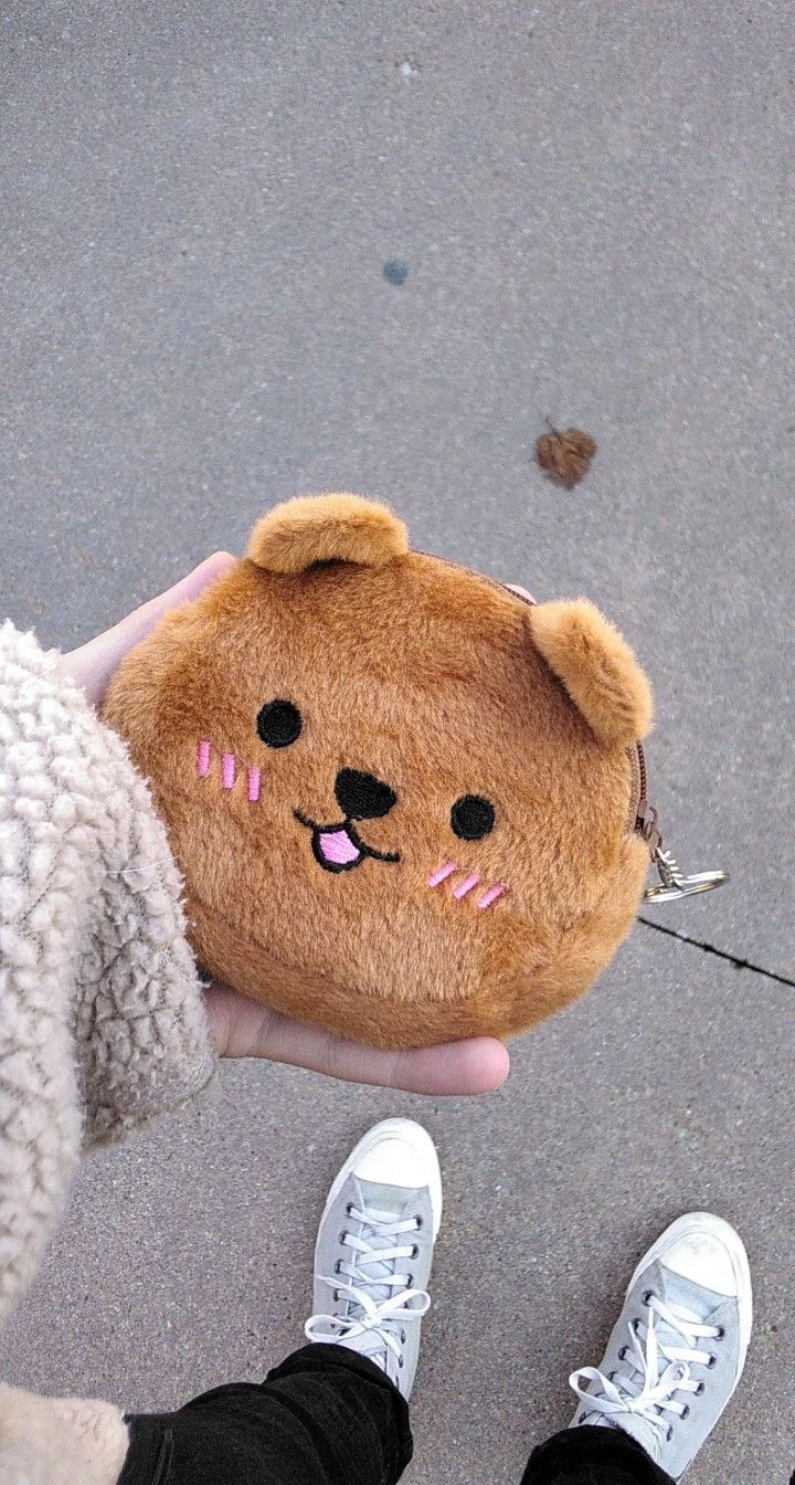 Bear Coin Purse Kawaii Coin Purse, Cute Coin Purse Aesthetic, Coin Purse Aesthetic, Tote Bag Diy Pattern, Mini Coin Pouch, Purse Aesthetic, Small Teddy Bears, Creative Birthday Cards, Cute Coin Purse