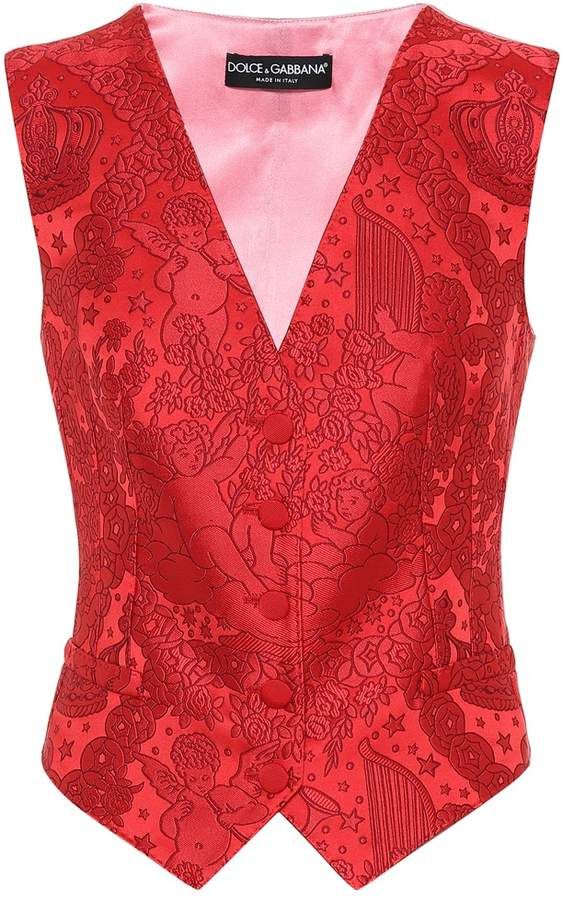 Dolce & Gabbana Jacquard vest Red Waistcoat, Dolce And Gabbana Fashion, Crisp White Blouse, Red Vest, Jacquard Pattern, Big Fashion, Fashion Stylist, Alternative Fashion, Moda Operandi