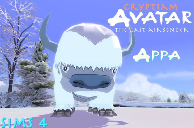 an animated image of a snow monster with the caption crystal avatar, the last airbener appa