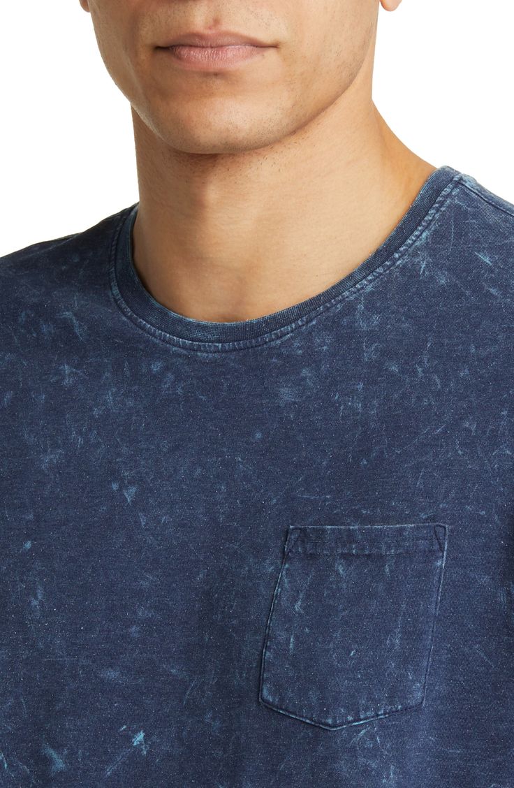 Mottled, acid-wash colors bring fresh energy to a T-shirt made with breathable cotton and a vertical seam bisecting the back. Crewneck Short sleeves 65% cotton, 35% polyester Machine wash, dry flat Imported Casual Acid Wash Bleached Top, Casual Bleached Acid Wash Top, Casual Washed Blue Stonewashed Tops, Casual Stonewashed Washed Blue Tops, Stonewashed Crew Neck Tops For Spring, Everyday Faded Stonewashed Tops, Casual Stonewashed Tops For Everyday, Casual Acid Wash Tops, Casual Stonewashed Cotton Tops