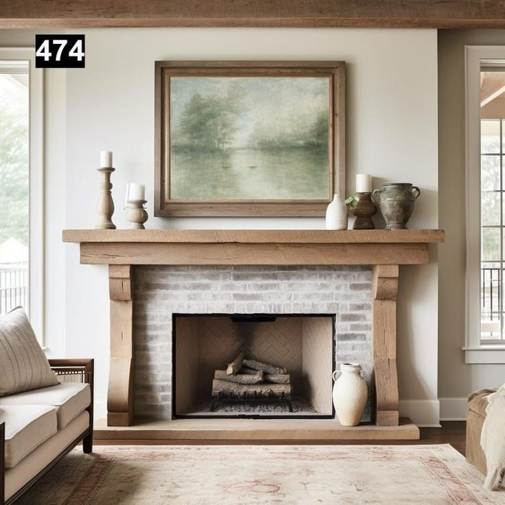 a living room filled with furniture and a fire place in front of a painting on the wall