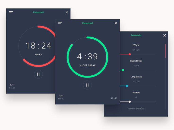 three different screens showing the time and date for each device, including an alarm clock