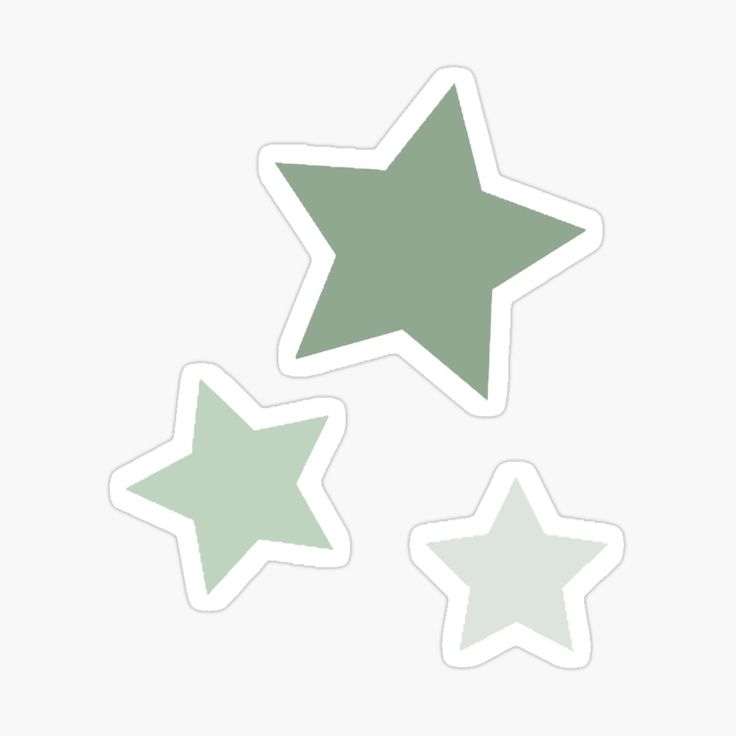 three green stars stickers on a white background