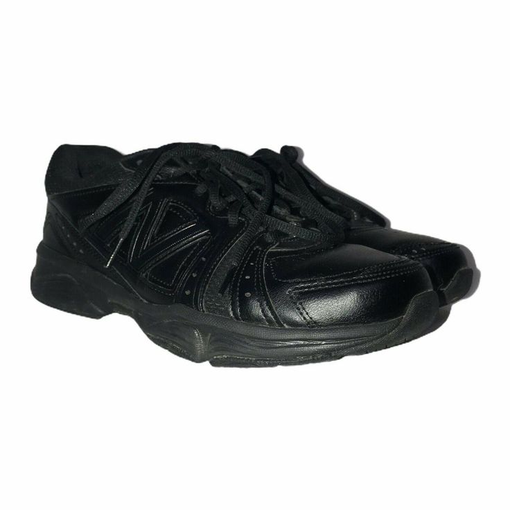 Brand: New Balance Type: Shoes Style: Cross Trainer Line: Sports, Athletic Toe: Round Soles: Rubber Ndurance Closure: Lace-Ups Color: Black Pattern: Solid Features: Logo Material: Leather Size: Men’s 9 Condition: Great, some wear Length of Outsole: 12″ Width at widest point: 4.25″ Height from sole to top of shoe: 4.25″ Heel Height: 1.5″ Height of shaft: 2.75″ Measurements are approximate. Orders shipped within 1-2 business days. 0815000001 Classic New Balance Lace-up Walking Shoes, Classic Lace-up New Balance Walking Shoes, Classic New Balance Walking Shoes With Round Toe, Classic New Balance Walking Shoes, Classic Sneakers With Vented Sides And Round Toe, New Balance Walking Shoes With Rubber Sole, New Balance Leather Walking Shoes For Sports, New Balance Slip-resistant Sneakers With Round Toe, New Balance Slip-resistant Walking Shoes With Round Toe