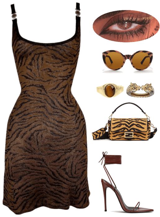 Tiger Outfit Women, Leo Birthday Outfit, Tiger Dress Outfit, Zebra Print Outfits, Tiger Clothes, Safari Outfit Women, Tiger Outfit, Tiger Dress, Outing Outfit