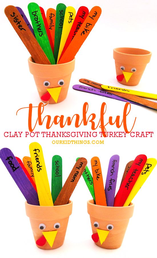 thanksgiving crafts for kids to make with clay pots and paper straws that have faces on them