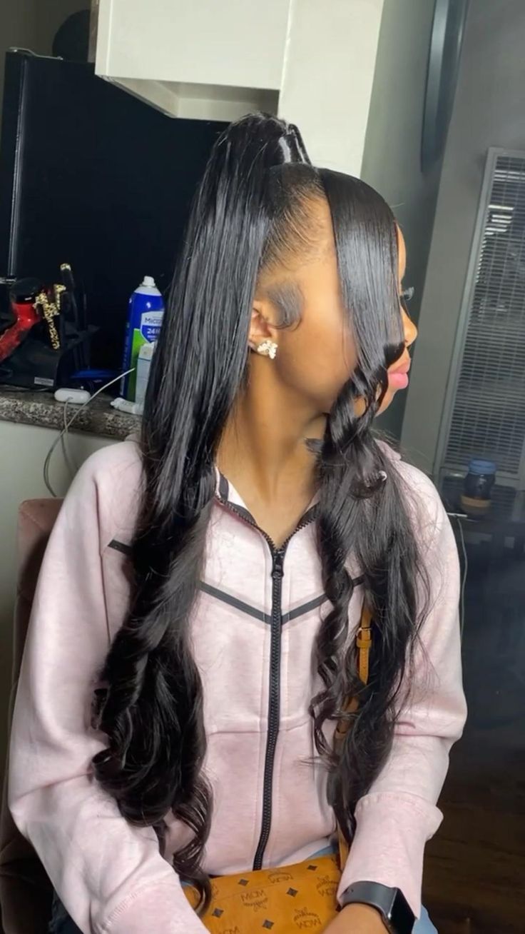 Straight Up And Down Hairstyles Weave, Half Up Half Down On Black Women, Half Up Half Down With Leave Out, Half Up Half Down Hair Black Women Weave With Bangs, Half Up Half Down Bun Quick Weave, Half Up Half Down With Swoop Black Woman, Birthday Half Up Half Down, Half Up Half Down Sew In With Bangs, Half Up Half Down Tracks