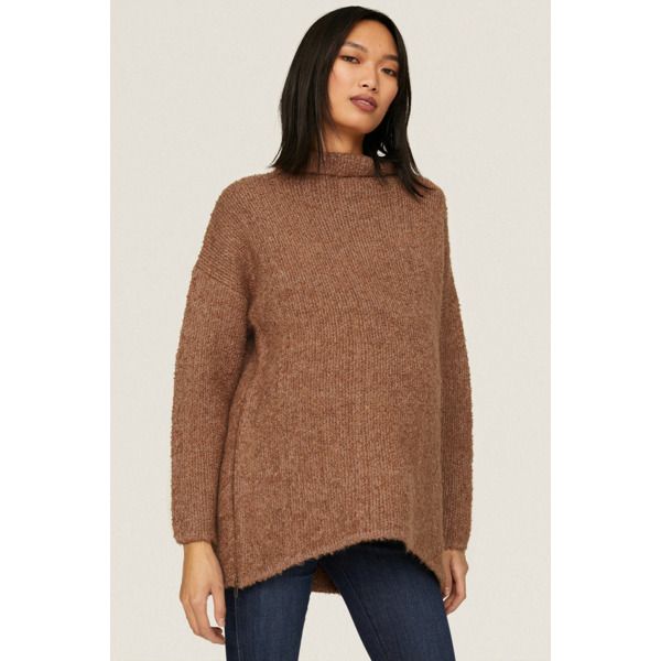 Brown knit (62% Acrylic, 24% Wool, 14% Polyester). Sweater. Long sleeves. Turtleneck. Pull on. 29" from shoulder to hemline. Imported. Polyester Sweater, Sweater Brown, Rent The Runway, Maternity Sweater, Closet Designs, Brown Sweater, Oversized Sweater, Turtle Neck, Long Sleeves