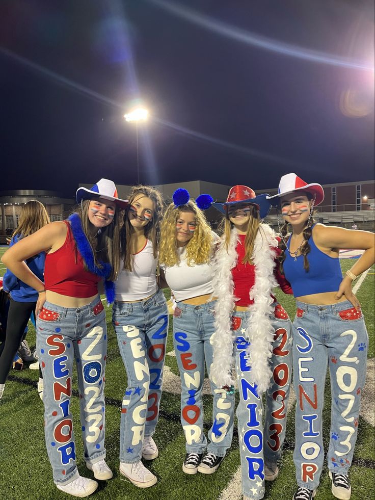 Senior Jeans Red White And Blue, Senior Homecoming Jeans, Senior Jeans Ideas High Schools, Hoco Overalls, Hoco Pants, Homecoming Jeans Ideas, Homecoming Jeans, Hoco Jeans, Senior Painted Jeans