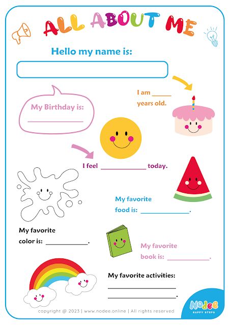 an all about me worksheet for kids with pictures and words on the page