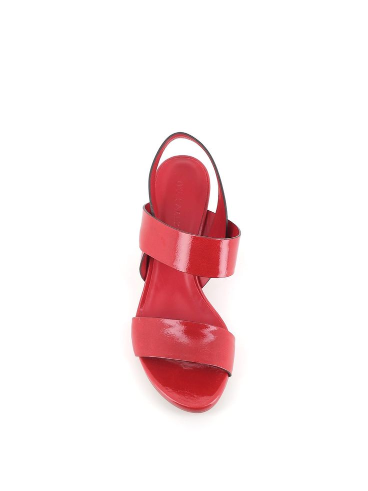 Red patent leather Sandal by Del Carlo, featuring by two front raw-cut bands with first stitching and a rear band with elastic. Leather sole. Lined interior. Heel: 7,5 cmComposition: Vernice Modern Red Sandals For Formal Occasions, Modern Red Formal Sandals, Designer Leather Sandals With Glossy Finish, Red Patent Leather Modern Sandals, Red Patent Leather Sandals With Modern Style, Modern Red Patent Leather Sandals, Leather Sandals With Glossy Finish For Summer, Glossy Leather Sandals For Summer, Red Patent Leather Sandals For Formal Occasions