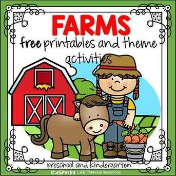 a farm themed poster with the words, free printables and thene activities