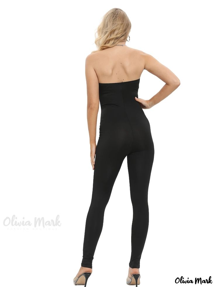 Olivia Mark - Sexy Tube Top Slim Jumpsuit, Casual Solid Sleeveless Waist Bodycon Jumpsuit, Women's Clothing Strapless Stretch Shapewear Bodysuit, Stretch Tube Top With Built-in Bra, Sleeveless Solid Color Elastane Unitard, Stretch Strapless Seamless Bodysuit, Strapless Stretch Bodysuit With Built-in Bra, Strapless Seamless Stretch Bodysuit, Sleeveless Seamless Elastane Unitard, Stretch Strapless Bodysuit With Lined Body, Strapless Stretch Bodysuit With Lined Body