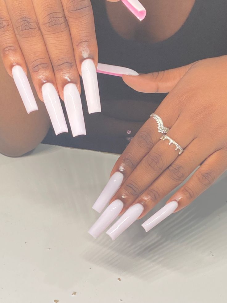 White Nails Pink Bottoms, Pink Bottom Nails, Long Nail Designs Square, Long White Nails, Acrylic Nail Designs Classy, Bella Nails, Army Shorts, Long Square Nails, Classy Nail Designs