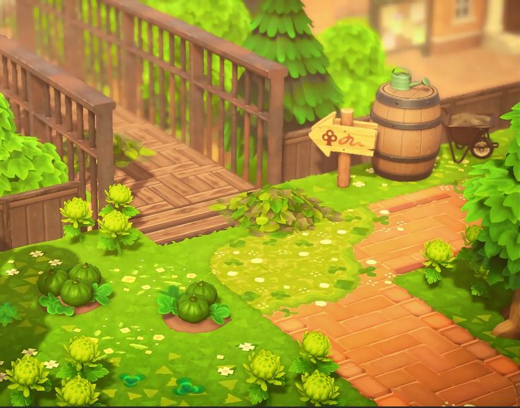 an animal crossing through a lush green field next to a wooden fence and tree line