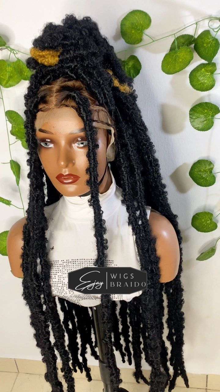 Loc Wigs For Black Women, Braided Wigs Styles, Jumbo Butterfly Locs, Wig Locs, Human Hair Faux Locs, Butterfly Locs Wig, Jumbo Locs, Frontal Braided Wig, Wig Maintenance