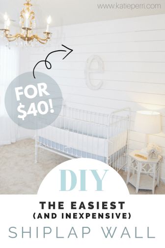 a white baby crib with the words diy and an image of a chandelier