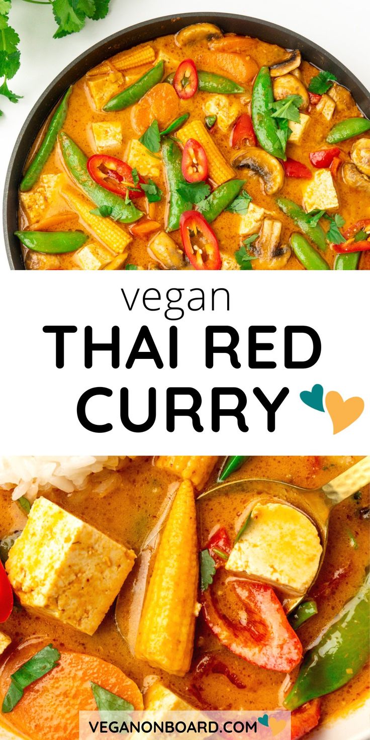 vegan thai red curry with vegetables and tofu