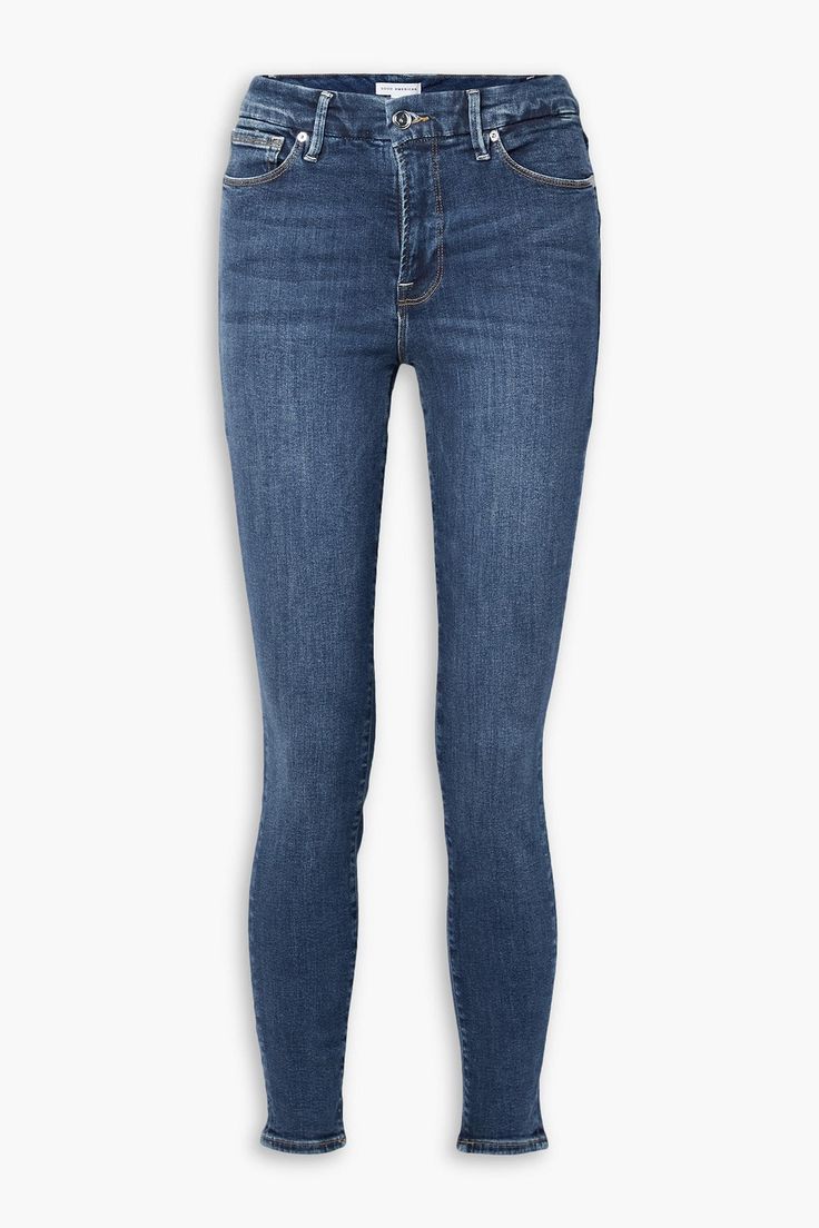 Find GOOD AMERICAN Good Legs Highrise Skinny Jeans on Editorialist. Skinny jeans faded denim belt loops high-rise cut multipockets button and concealed zip fastening at front mid-weight, stretchy fabric machine wash imported It's no surprise that GOOD AMERICAN's 'Good Legs' jeans are a best-seller, they hug your curves and retain their shape all day. Made from inky dark-blue denim with a touch of stretch, they're designed with a high-rise waist and have skinny legs. Style yours with sandals or boots. Jeans For Woman, American Jeans, Denim Belt, Faded Denim, Good American, American Women, High Rise Jeans, Dark Denim, High Jeans