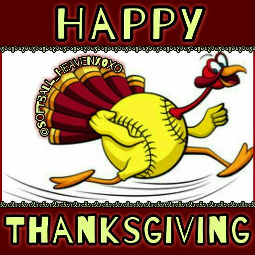 a happy thanksgiving card with a cartoon turkey holding a baseball