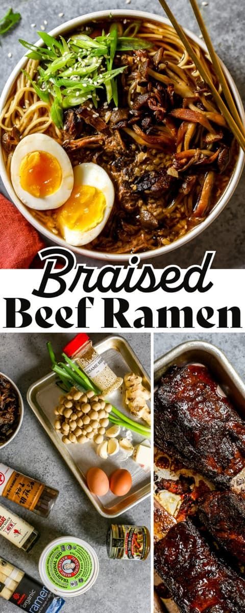 Enjoy the cozy and savory flavors of Beef Ramen made with braised beef short ribs, browned mushrooms and an ultra-savory broth. Top with jammy 6-minute eggs for the ultimate beef ramen at home. Shredded Beef Ramen, Mushroom Ramen Soup, Beef Ramen Recipe, Beef Ramen Noodle Recipes, Ramen Noodle Recipes Soup, Ramen At Home, Ramen Soup Recipes, Beef Ramen, Ramen Toppings