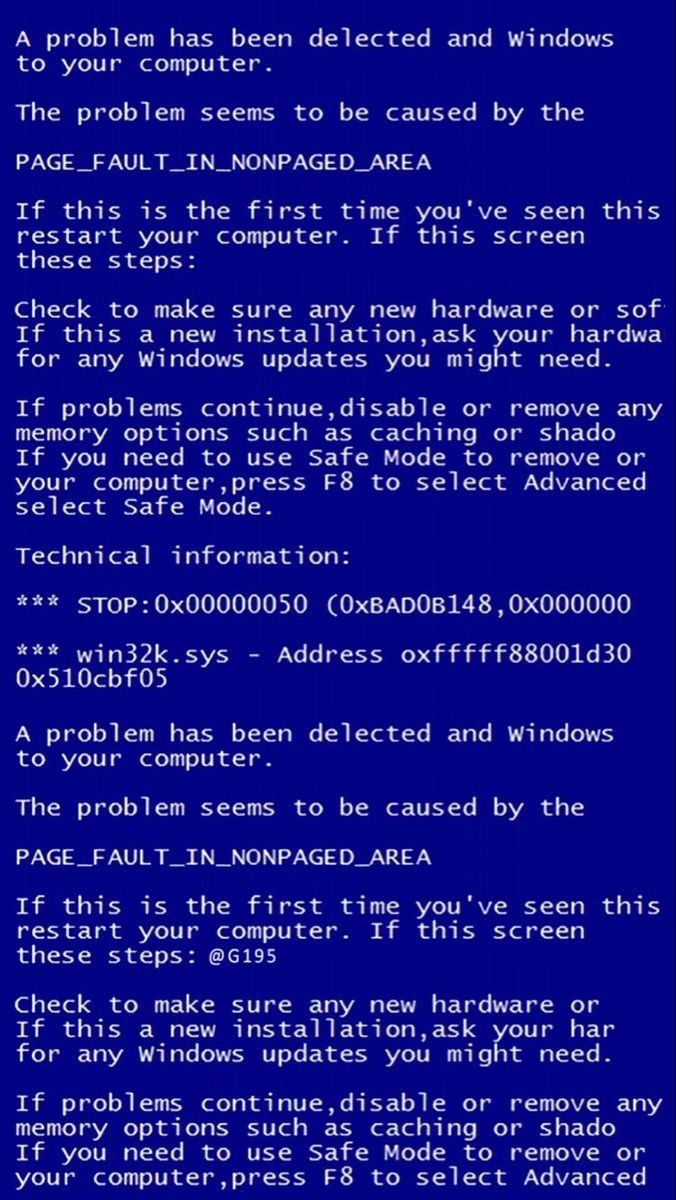 the blue screen with text that reads,'windows xp error message to your computer has been detected and windows are not allowed