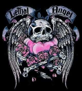 a skull with wings and roses on it's chest is shown in this tattoo design