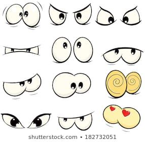 cartoon eyes with different expressions and shapes to draw on the white background stock photo, clip art