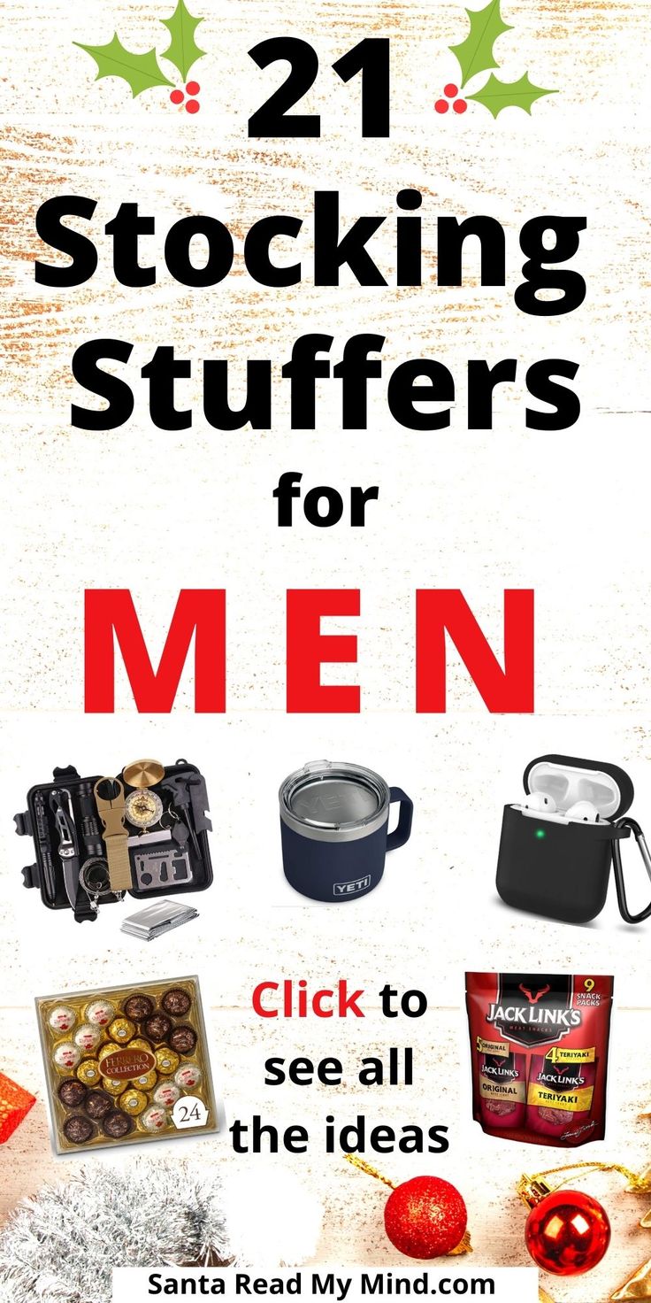 the cover of 21 stocking stuff stuffings for men by santa read my mind