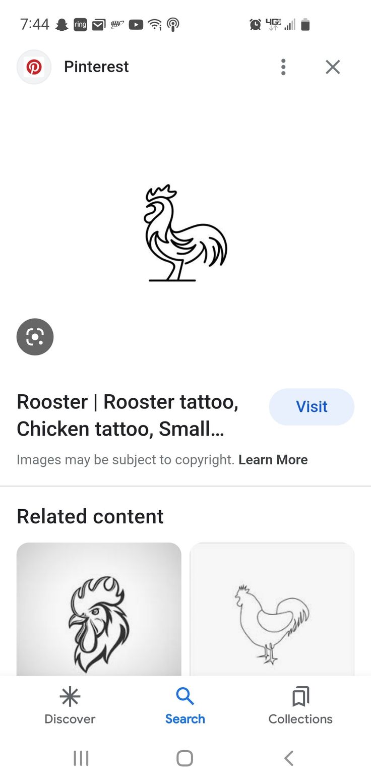 an iphone screen with the text rooster on it, and icons for different types of tattoos