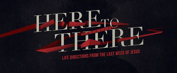 there is a movie poster for here to there, with the title written in red